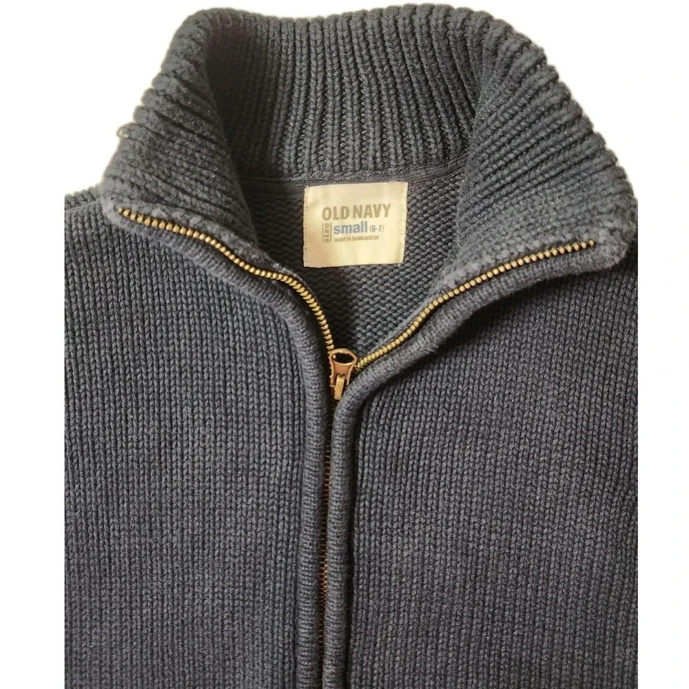 Old Navy‎ Boys Full Zip Collared Sweater SZ Small Navy Blue